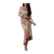 Taupe Satijnen Jurk voor Fashionista's Notre-v , Beige , Dames