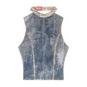 Paillet Katoenen Top met Open Rug Diesel , Blue , Dames