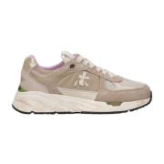 Beige Sneakers met Suède en Stof Premiata , Beige , Dames