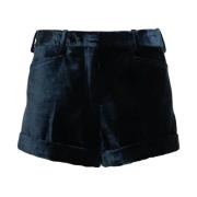 Blauwe Velvet Shorts met Dart Detailing Tom Ford , Blue , Dames