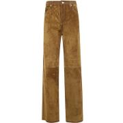 Bruin Leren Rechte Broek Golden Goose , Brown , Dames