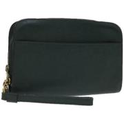 Pre-owned Leather clutches Louis Vuitton Vintage , Green , Dames