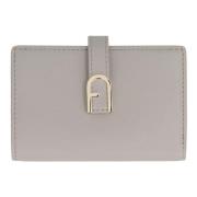 Flow Leren Portemonnee met Rits Furla , Gray , Dames