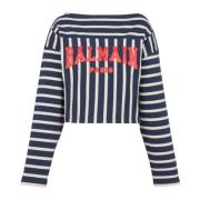 Gestreepte baseball top Balmain , Multicolor , Dames