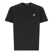 Zwarte Katoenen T-shirt met Logo Stone Island , Black , Heren