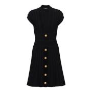 Korte fluwelen jurk met knopen Balmain , Black , Dames