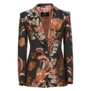 Zwarte Bloemen Blazer Peak Revers Etro , Multicolor , Dames