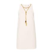 Witte Korte Jurk met Kettingdetail Elisabetta Franchi , White , Dames