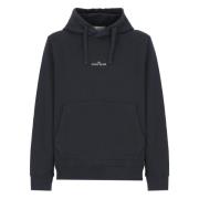 Blauwe Katoenen Hoodie met Logo's Stone Island , Blue , Heren