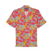 Tahiti Flowers Linnen Bowling Shirt Vilebrequin , Multicolor , Heren