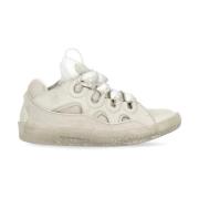 Ivoor Leren Sneakers met Tech Inzetstukken Lanvin , Beige , Heren