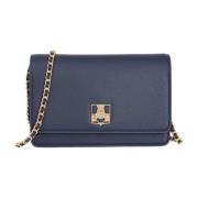 Blauwe schoudertas met kettingriem Elisabetta Franchi , Blue , Dames