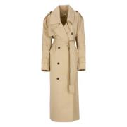 Beige Katoenen Jas met Peak Revers Khaite , Beige , Dames