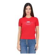 Rode T-shirt met Logo Elisabetta Franchi , Red , Dames