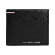 Zwarte Leren Bifold Portemonnee Tommy Hilfiger , Black , Heren