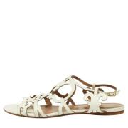 Pre-owned Leather sandals Hermès Vintage , White , Dames