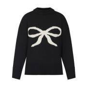 Stijlvolle Pullover met Strik Detail Sisters Point , Black , Dames