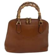 Pre-owned Leather handbags Gucci Vintage , Brown , Dames