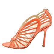 Pre-owned Leather sandals Jimmy Choo Pre-owned , Orange , Dames