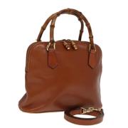 Pre-owned Leather handbags Gucci Vintage , Brown , Dames