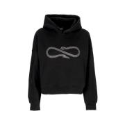 Zwart/zilver Cropped Hoodie met Rhinestone Logo Propaganda , Black , H...