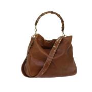 Pre-owned Leather handbags Gucci Vintage , Brown , Dames