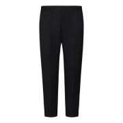 Zwarte Wolmix Cropped Broek Low Brand , Black , Heren