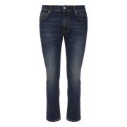 Donker Denim Elastische Katoenen Jeans Mauro Grifoni , Blue , Heren