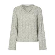 V-Neck Pullover Kurtis Sweater Modström , Gray , Dames