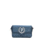 Denim Schoudertas met Pailletapplicaties Pollini , Blue , Dames