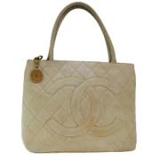 Pre-owned Leather totes Chanel Vintage , Beige , Dames