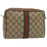 Pre-owned Leather clutches Gucci Vintage , Beige , Dames