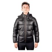 Noir Leren Gewatteerde Jas Mackage , Black , Heren