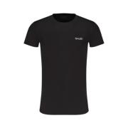 Zwart Katoenen T-Shirt met Print Logo Gaudi , Black , Heren