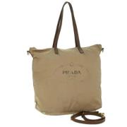 Pre-owned Nylon totes Prada Vintage , Beige , Dames