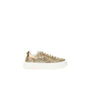 Gouden Leren Sneakers Vrouwen Casadei , Yellow , Dames