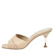 Pre-owned Leather sandals Manolo Blahnik Pre-owned , Beige , Dames