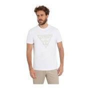 Geborduurd Driehoek Logo Katoenen T-shirt Guess , White , Heren