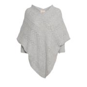 Gebreide Poncho Lichtgrijs Melange Cream , Gray , Dames