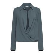 Salie Groene Gedrapeerde Wrap Shirt Dries Van Noten , Green , Dames