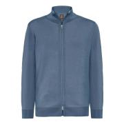 Merino Wol Full Zip Jumper Boggi Milano , Blue , Heren