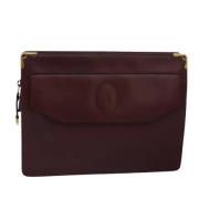 Pre-owned Leather clutches Cartier Vintage , Red , Dames