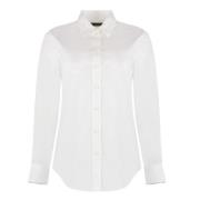 Katoenen Stretch Shirt Ronde Zoom Ralph Lauren , White , Dames