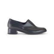 Zwarte Leren Loafers Stijlvol Comfortabele Hak Gabor , Black , Dames