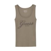 Geribbelde tanktop met strass Guess , Green , Dames