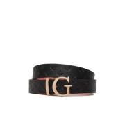 Logo PU leren riem - Zwart Guess , Black , Dames