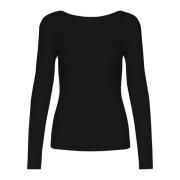 Diep Zwart T-shirt met Lange Mouwen Kaffe , Black , Dames