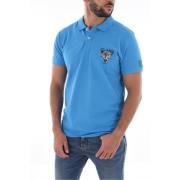 Blauwe Polo Shirt 100% Katoen Cavalli Class , Blue , Heren