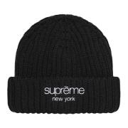 Geribbelde Beanie Zwart Fw22 Supreme , Black , Unisex