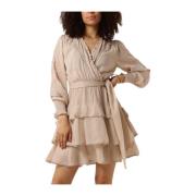 Broderie Detail Voile Jurk Neo Noir , Beige , Dames